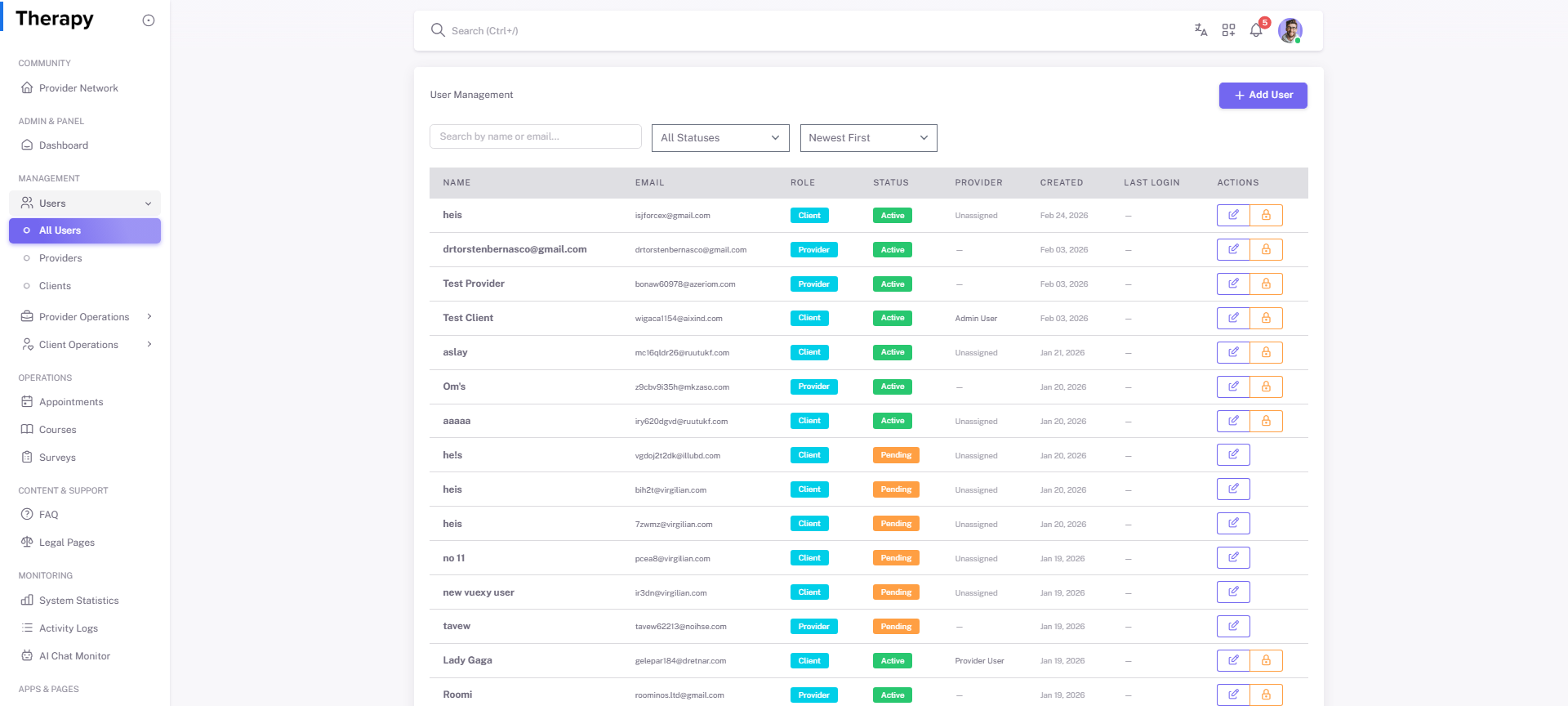 Users / All Users screenshot 1