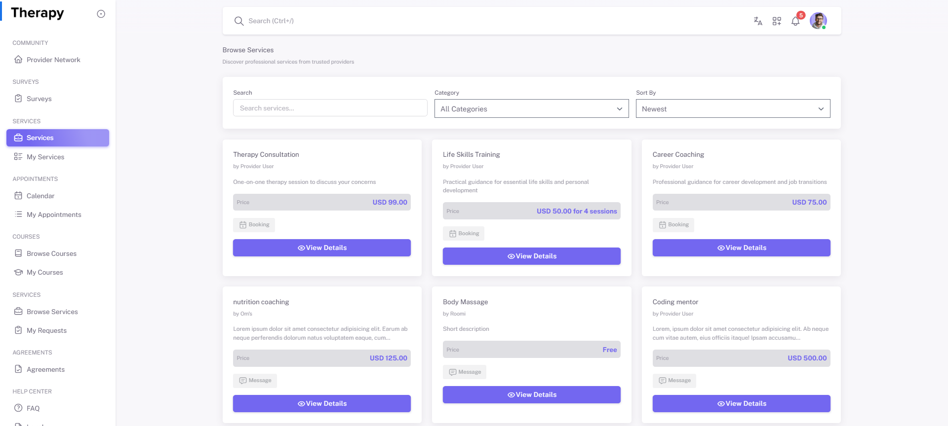 Services screenshot 1