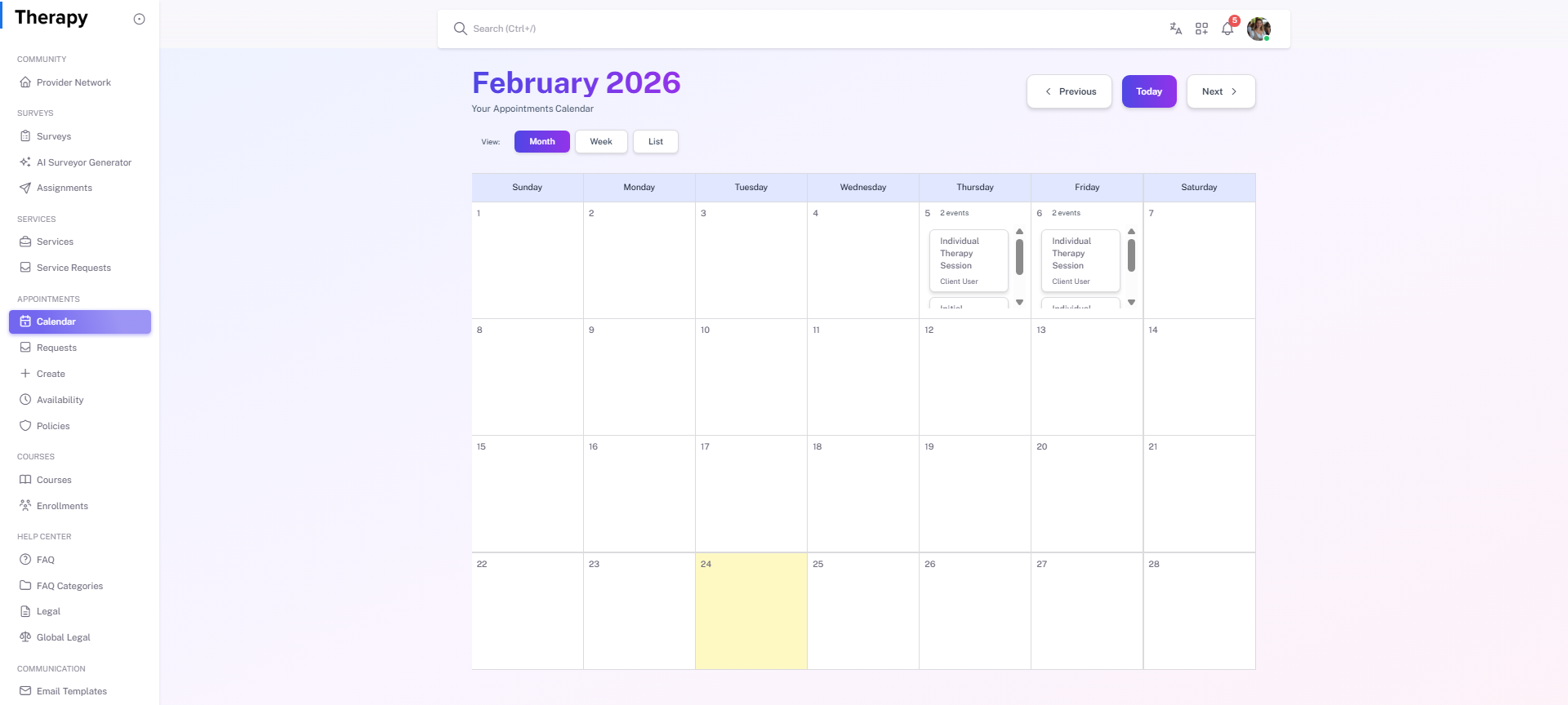 Calendar / List screenshot 1