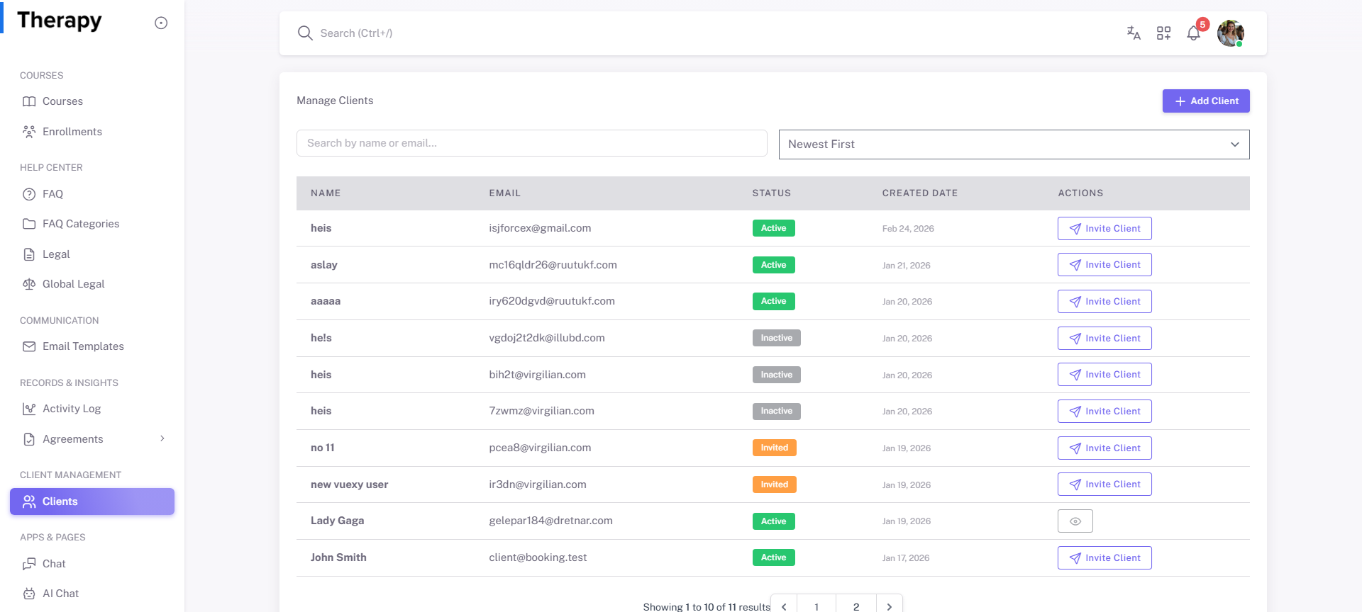 Manage Clients screenshot 1