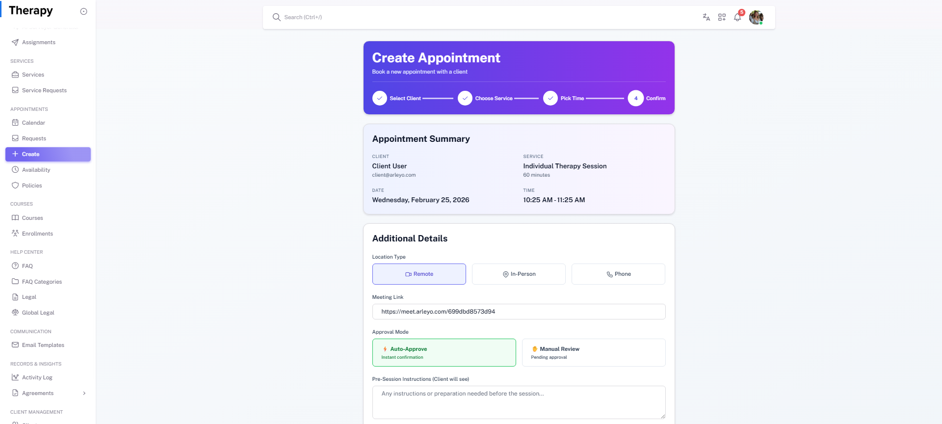 Create Appointment screenshot 4