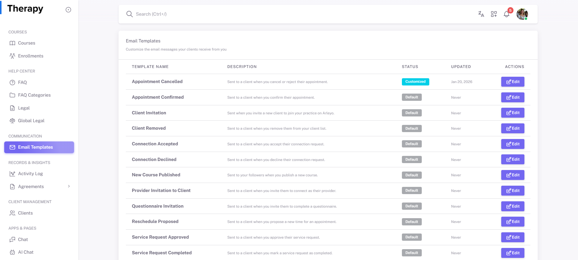 Email Templates screenshot 1