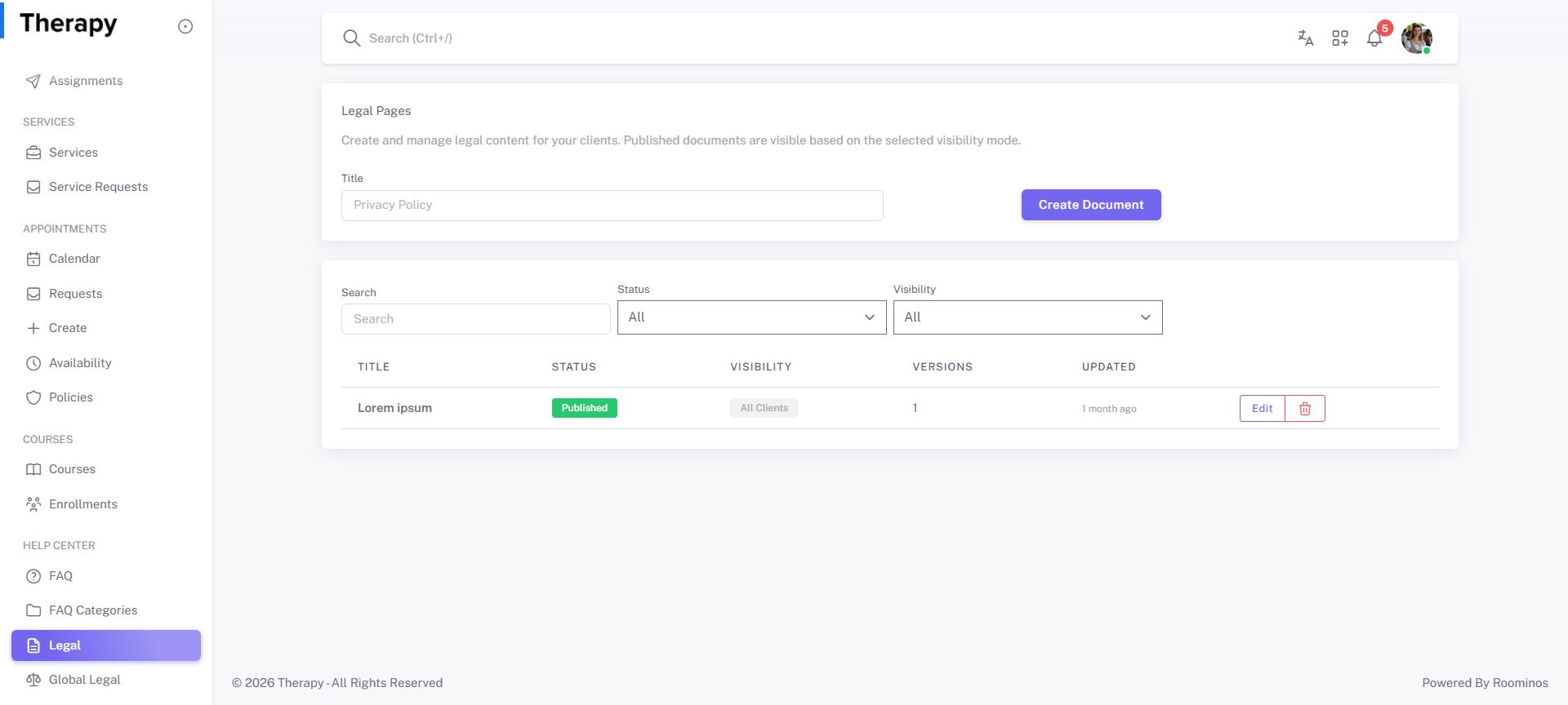 Legal Pages screenshot 1