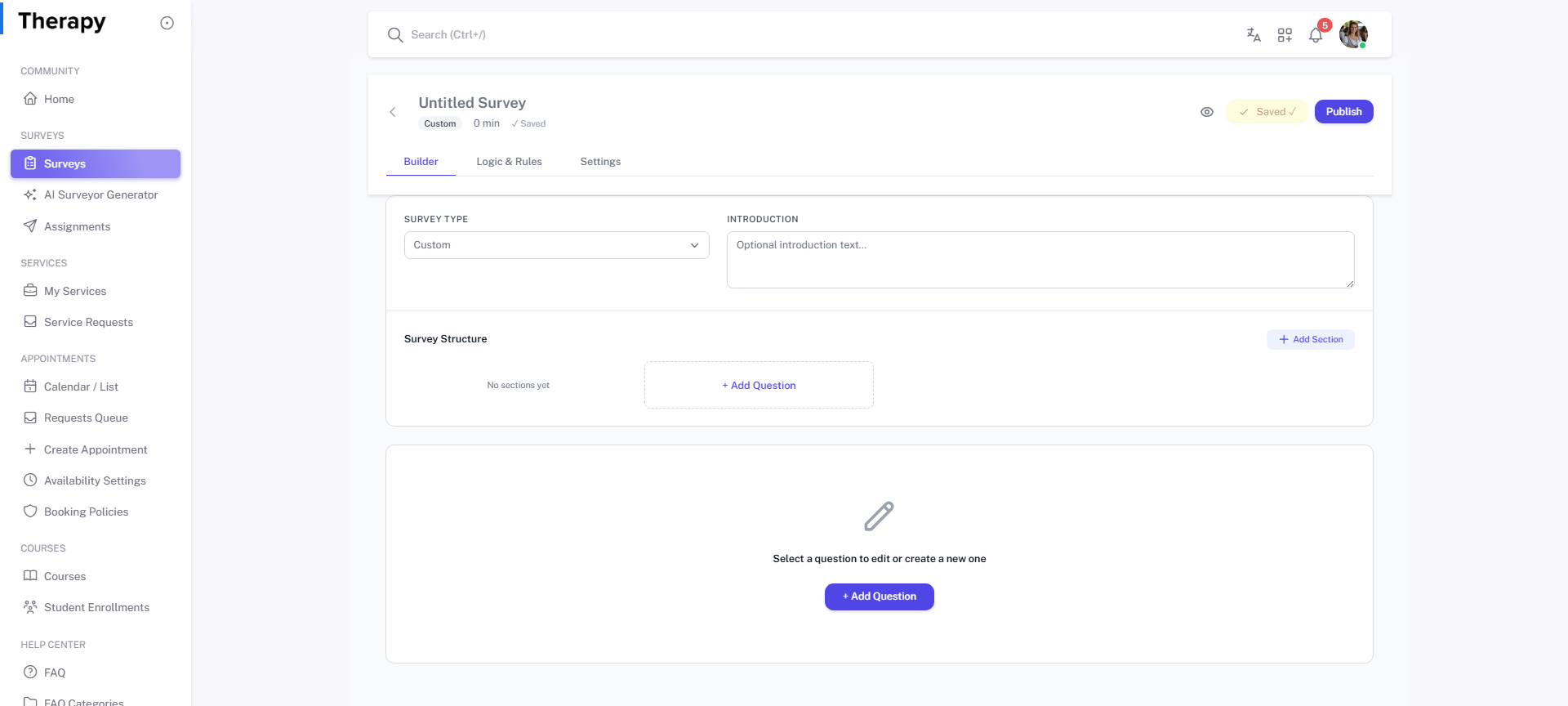 Surveys screenshot 2